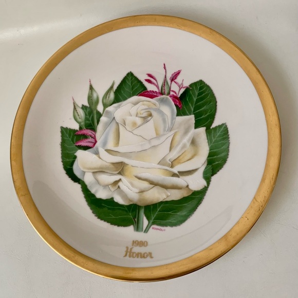 Vintage 1980 Honor White Rose Selection Plate Limited Edition By Luther Bookout - Picture 9 of 11